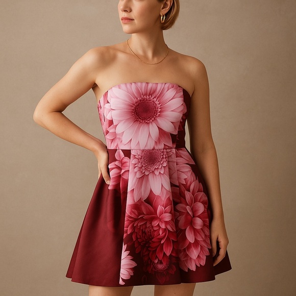 Blush Bloom Strapless Mini Dress - Picture 1 of 3